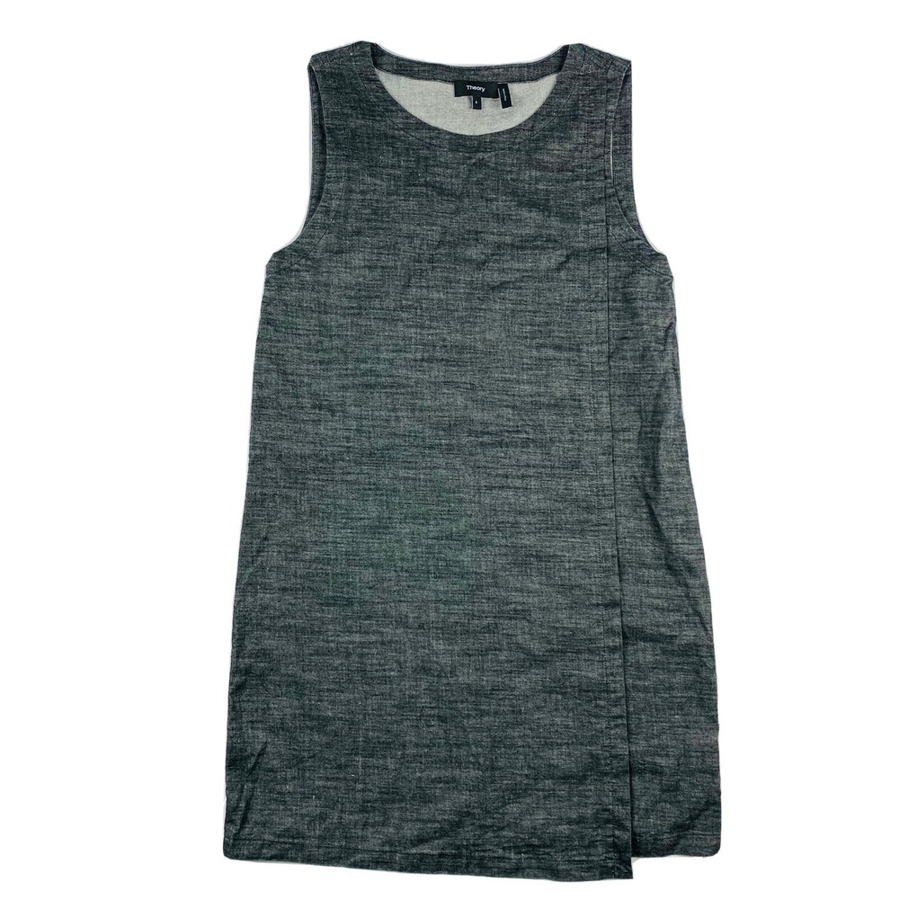 Theory Gray Cotton Linen Didianne Stretch Shift Dress Womens Size 6 J024608R